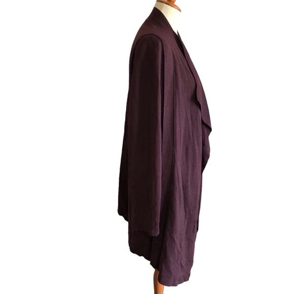 Akris Cashmere Silk Knit Waterfall Front Eggplant Purple Cardgian Sweater 16 - Picture 8 of 13